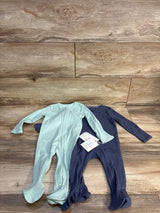 NEW Cloud Island 2pk Ribbed Sleeper Set Turquoise sz 6-9m