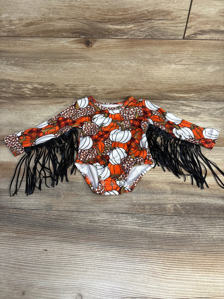 Pumpkin Print Fringe Bodysuit Orange sz 0-3m - Me n Mommy To Be