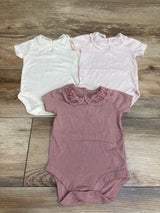 Laughing Llama 3pk Lace Collar Bodysuits Pink sz 6m