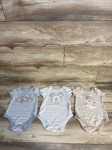 Disney Baby 3pk Bambi Striped Bodysuits Tan sz 12m