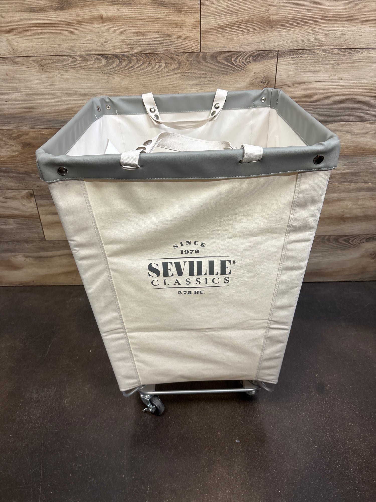 Seville Classics Natural White Commercial Rolling Canvas Laundry Room Hamper