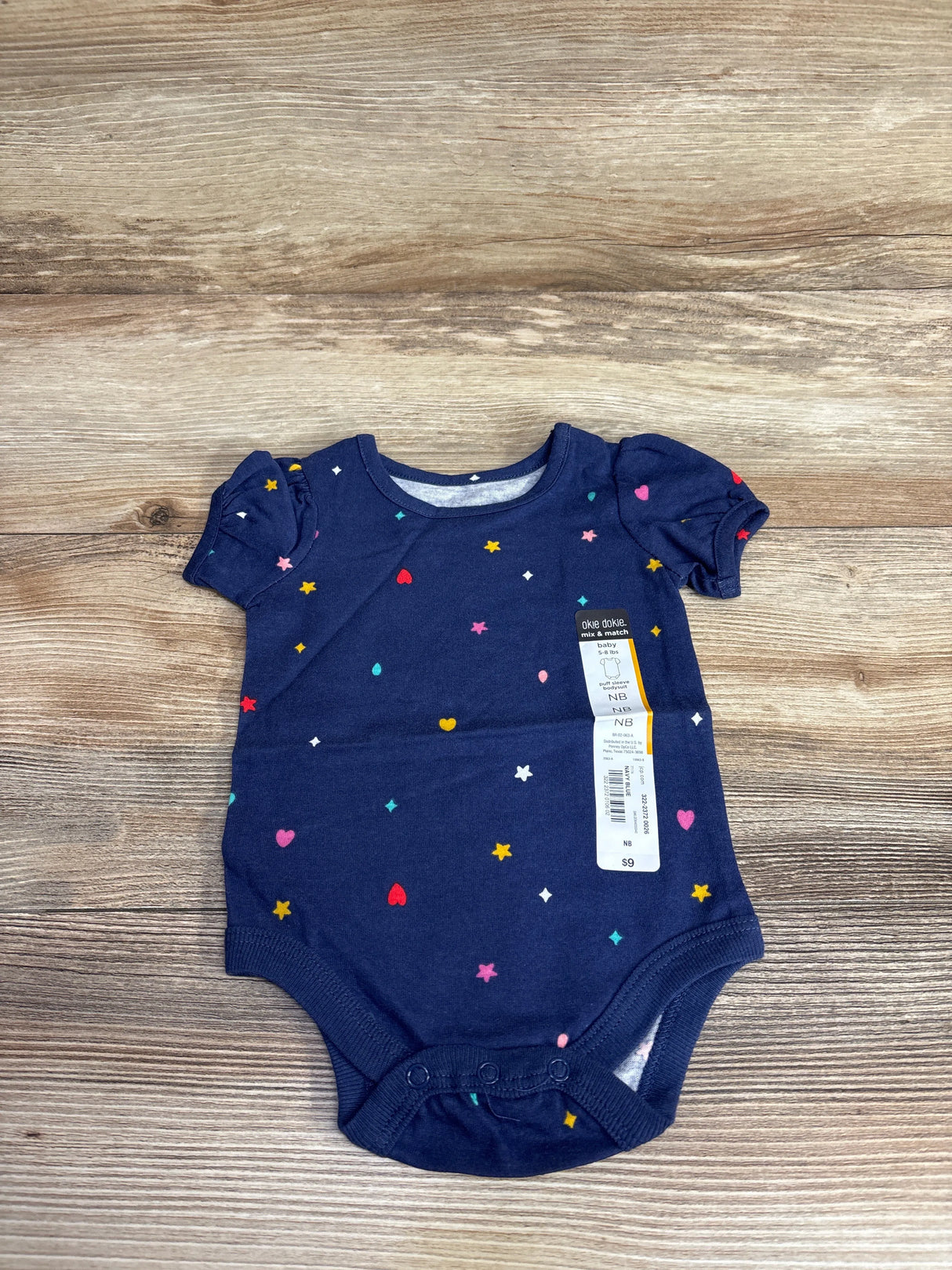 NEW Okie Dokie Navy Blue Puff Sleeve Bodysuit sz Newborn