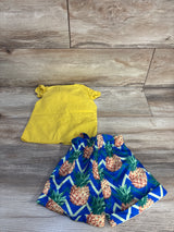 Generic 2pc Button-Up Bow Shirt & Pineapple Shorts Yellow sz 12m