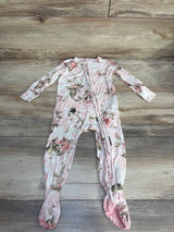 Posh P Vintage Pink Rose Footie Ruffled Zippered One Piece sz 12-18m