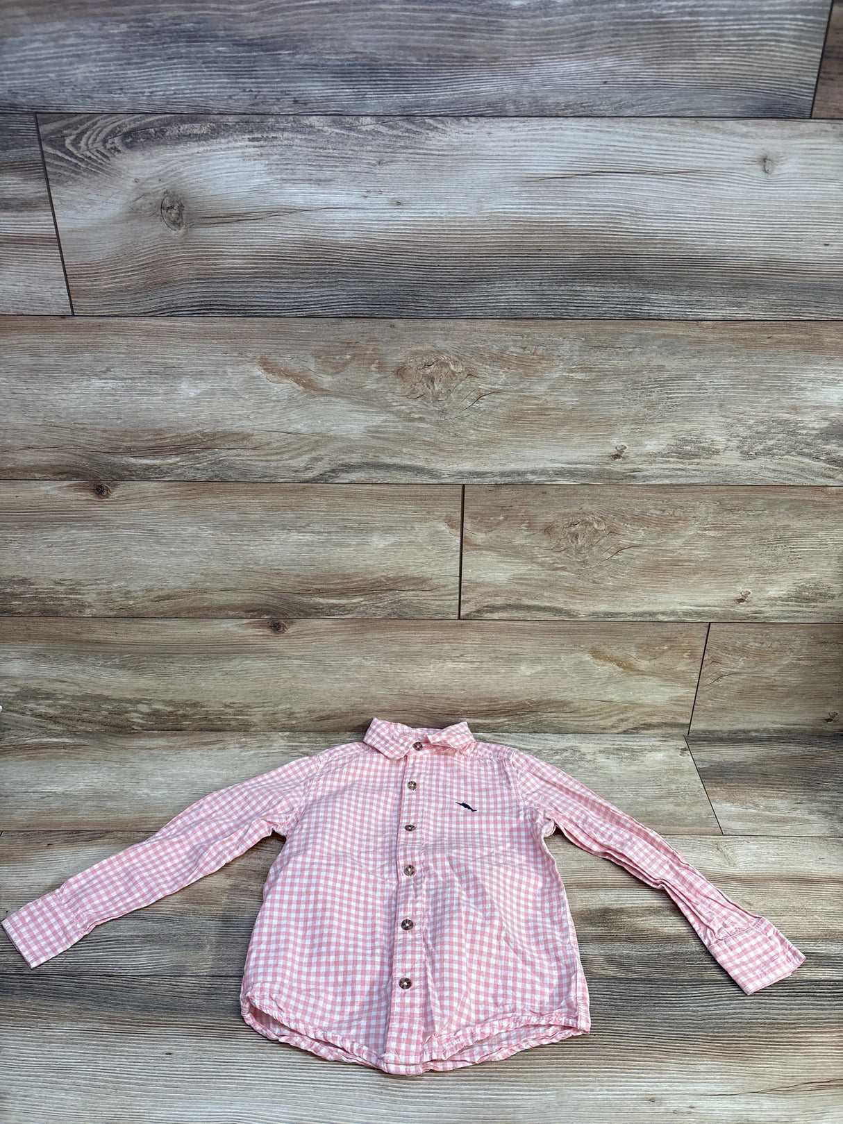 Tommy Bahama Gingham Button Up Shirt Pink sz 5/6T