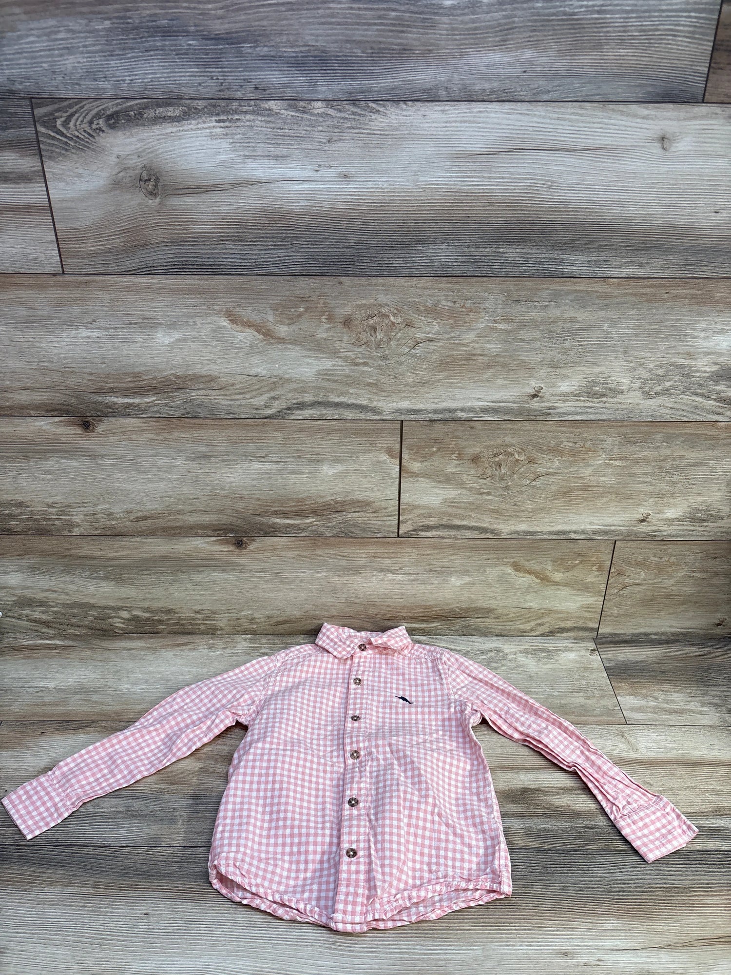 Tommy Bahama Gingham Button Up Shirt Pink sz 5/6T