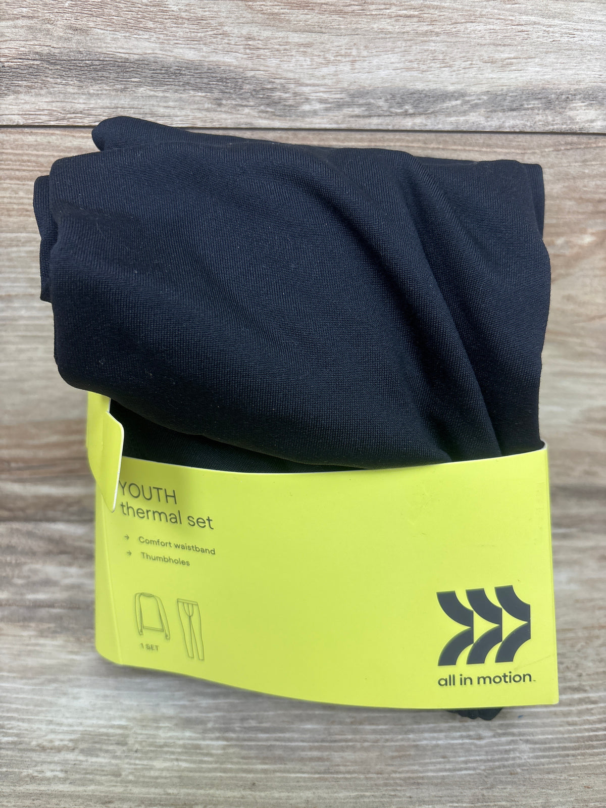 NEW All In Motion 2pc Youth Thermal Set Black sz S (6-7)