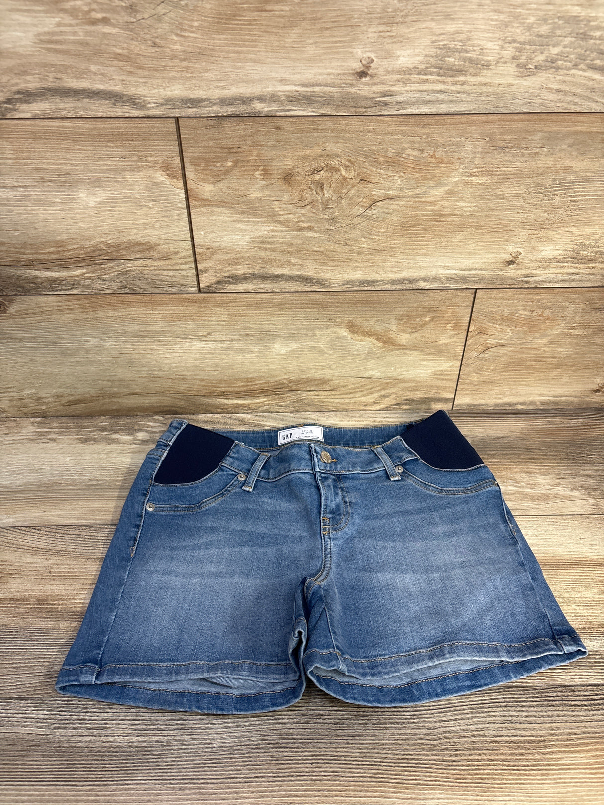 NEW Gap Maternity 4" Inset Panel Denim Shorts Medium Wash Blue sz 27/4 Small