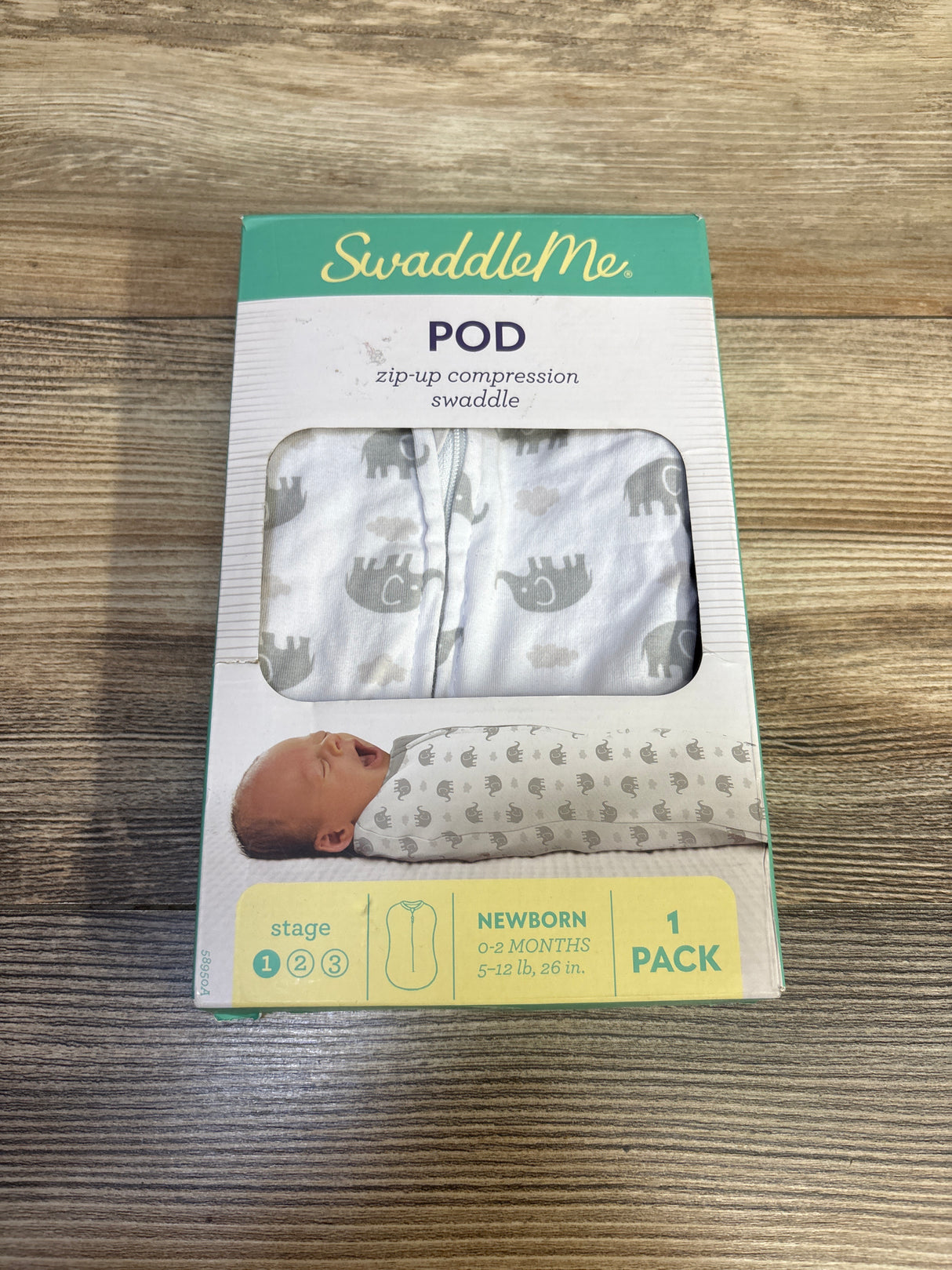 NEW SwaddleMe Pod Swaddle Elephant Print White sz Newborn