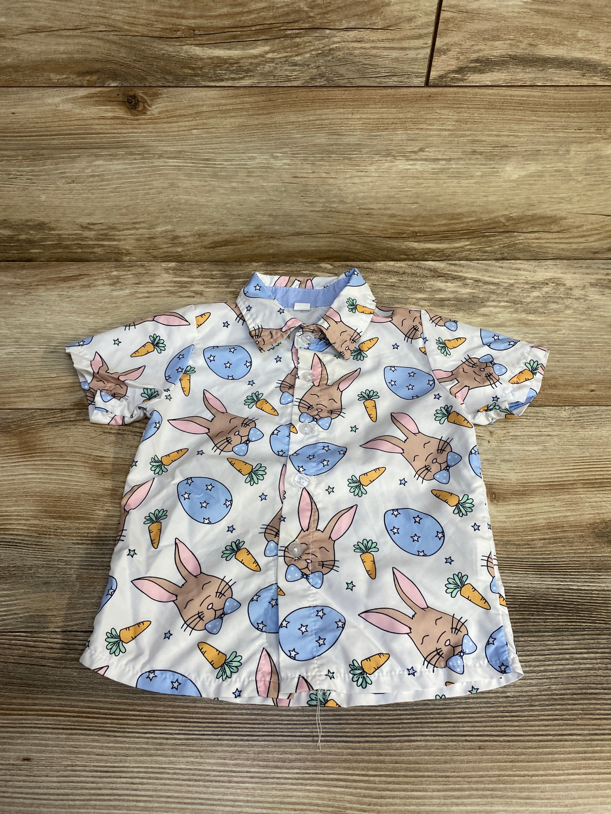 Bunny Print Button Up Shirt White sz 18m