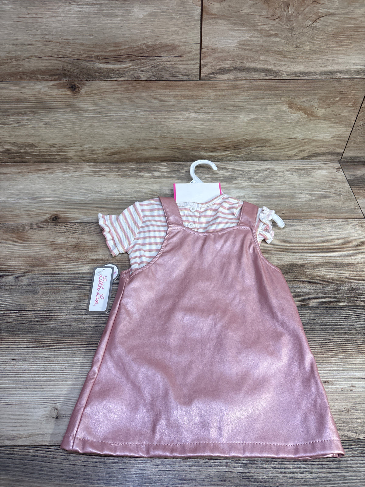 NEW Little Lass 3pc Bodysuit, Faux Leather Skirtall, & Headband Set Pink sz 18m