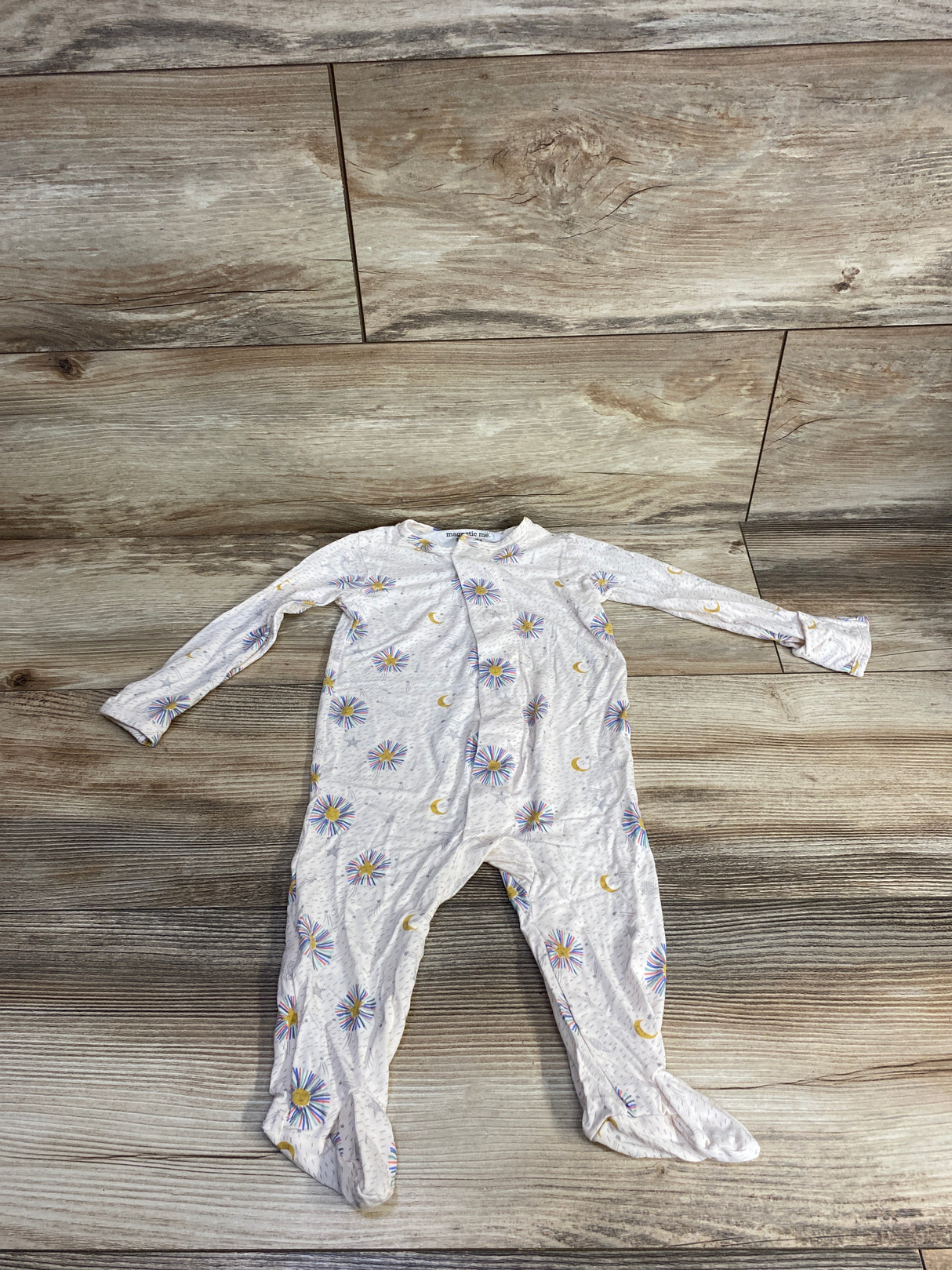 Magnetic Me Sun & Moon Print Footie Tan sz 3-6m