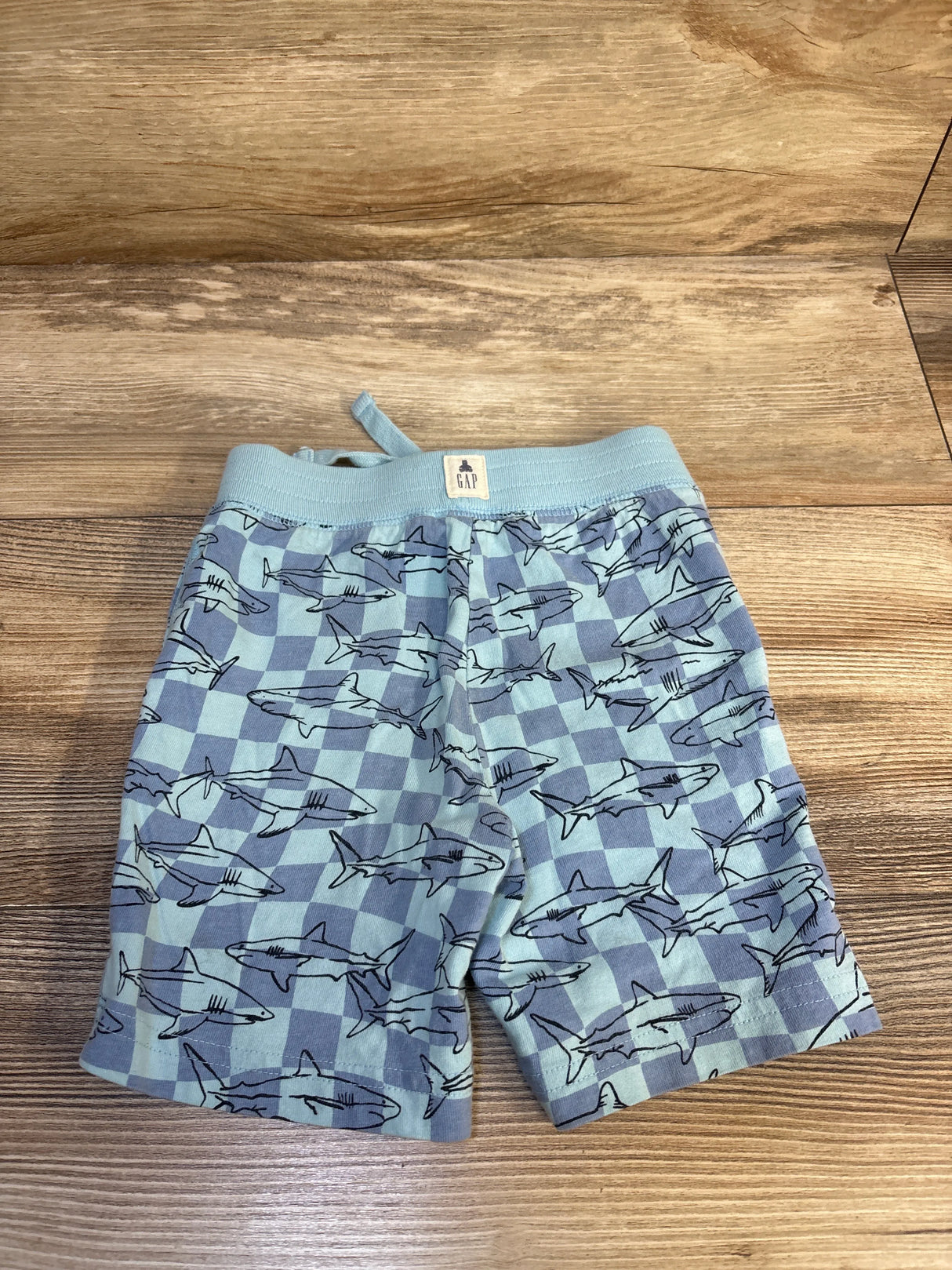 Baby Gap Checkered Drawstring Shorts Light Blue sz 18-24m