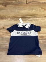 NEW Shein Collared Handsome Little Man Shirt Navy sz 12-18m