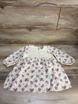 Bearpaw Gauze Long Sleeve Floral Dress Ivory sz 2T