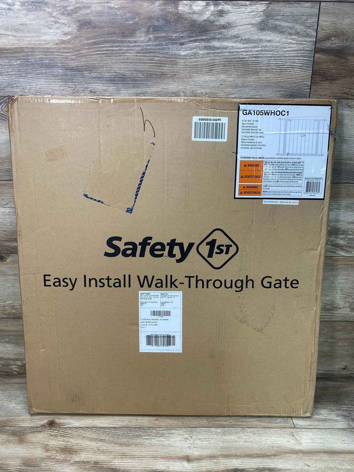 NEW Safety 1st Easy Install White Extra Tall & Wide Walk Through Gate 29"-38"