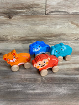 Wooden Animal Wheel Vehicles 4pk