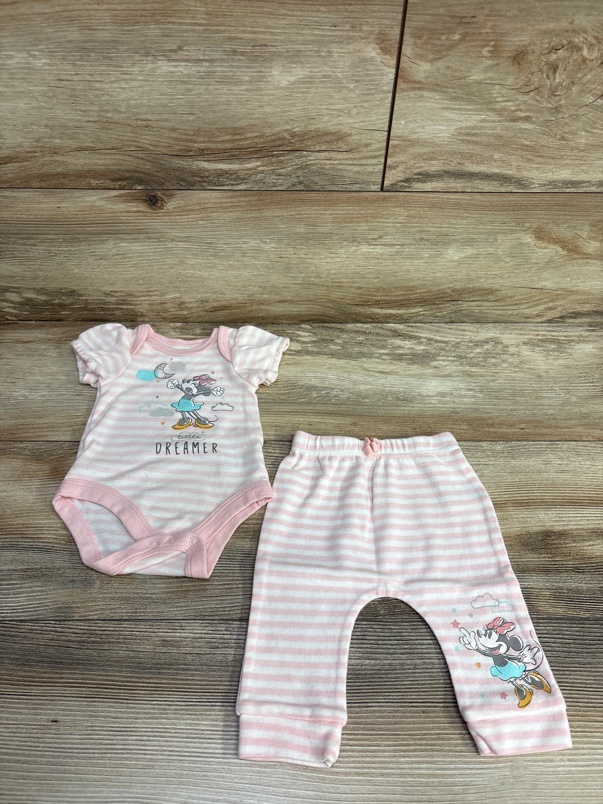 Disney Baby 2pc Minnie Mouse Bodysuit & Joggers Pink sz Newborn