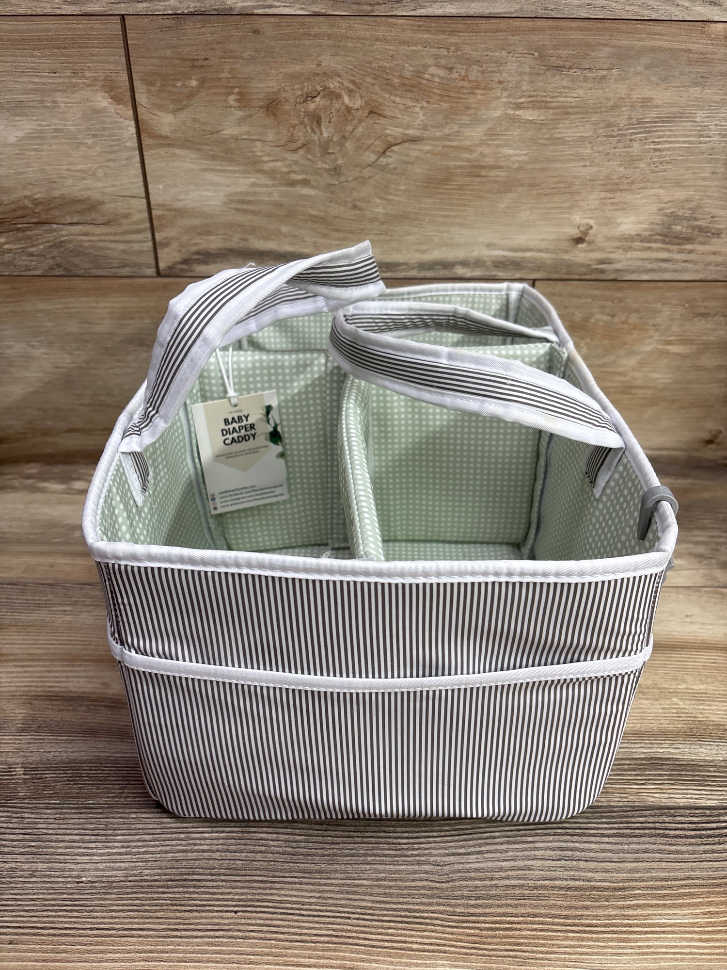 NEW Lily Miles Diaper Caddy Organizer - Grey/Mint