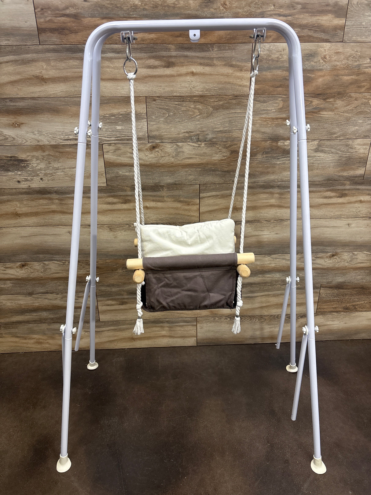 G TALECO GEAR Wooden Toddler Swing with Cushion, Grey