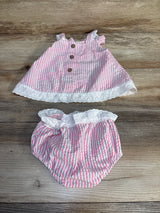 Just Lizzy Striped Eyelet Trim Shirt & Bloomers Set Pink sz 12m