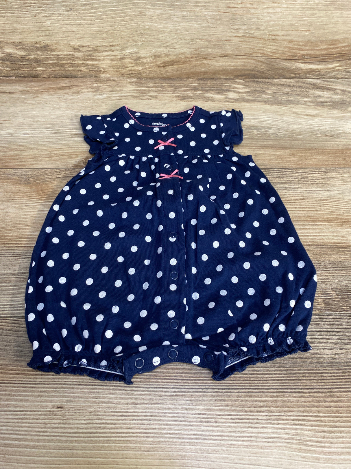 Simple Joys Polka Dot Shortie Romper Navy sz 0-3m