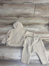Baby Gap 2pc Quilted Bear Full Zip Hoodie & Joggers Set Tan sz 6-12m