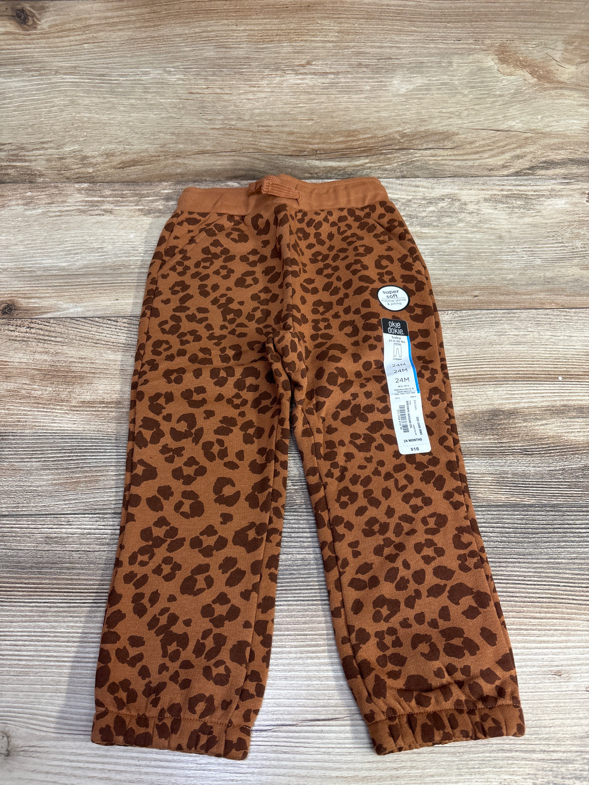 NEW Okie Dokie Brown Leopard Print Jogger Pant sz 24m