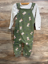 Disney Junior 2pc Minnie Mouse Ribbed Long Sleeve Shirt & Overalls Grey sz 4T