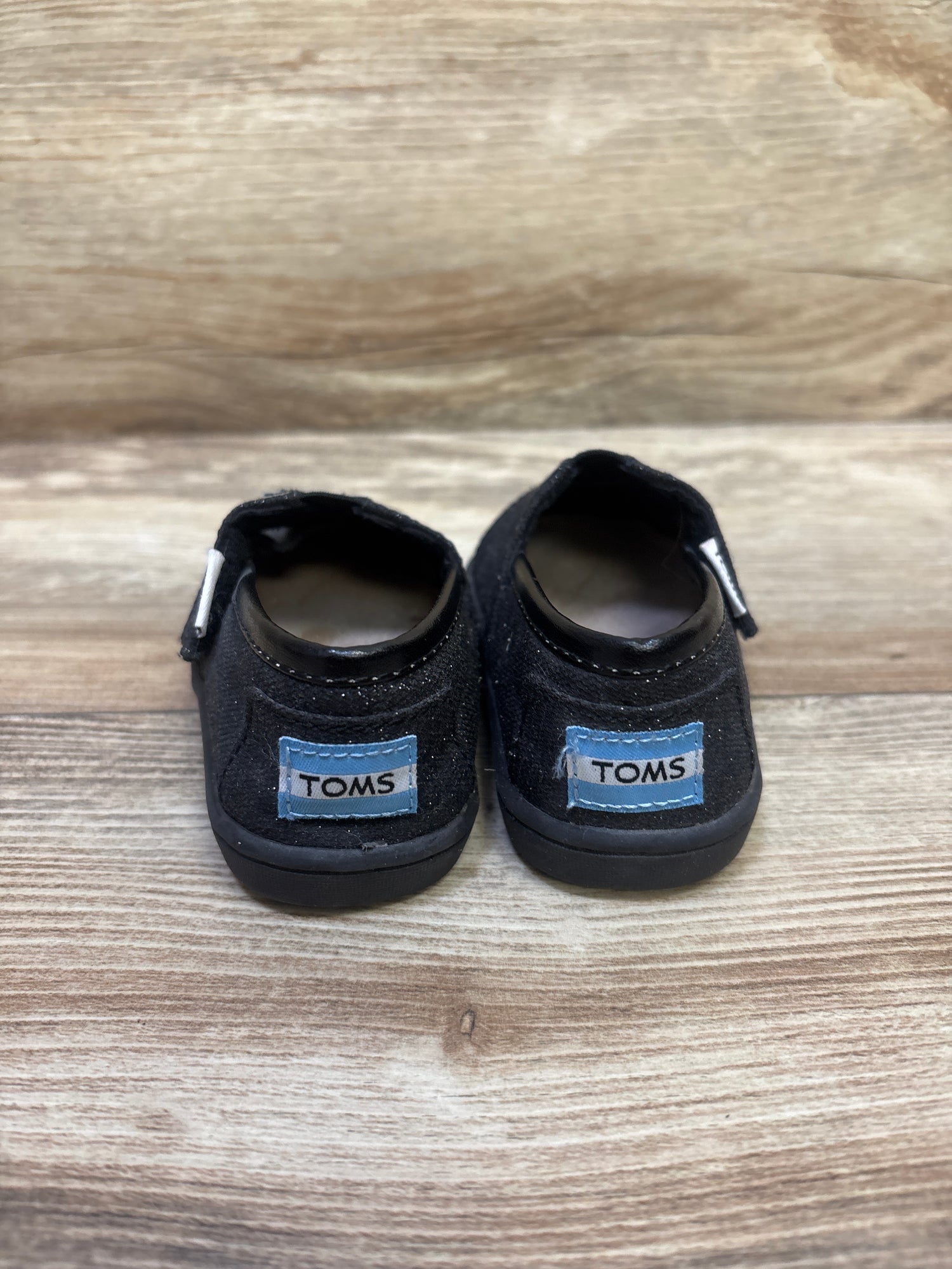 Toms Tiny Alpargata Shoes Black sz 4c