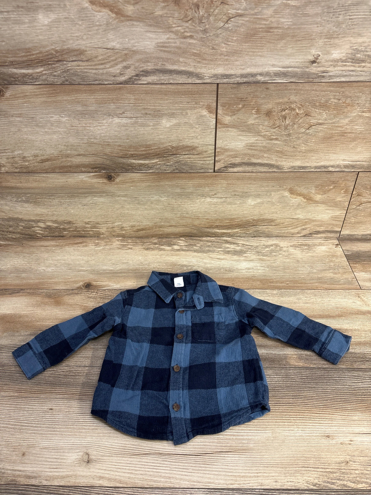Old Navy Buffalo Plaid Button Up Shirt Navy sz 12-18m
