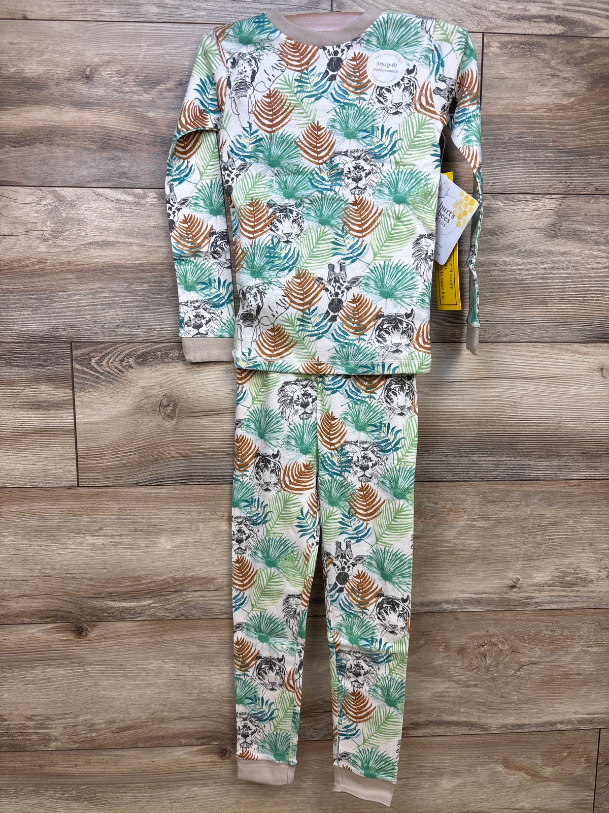 NEW Burt's Bees Baby 2pc Jungle Pajama Set White sz 5T