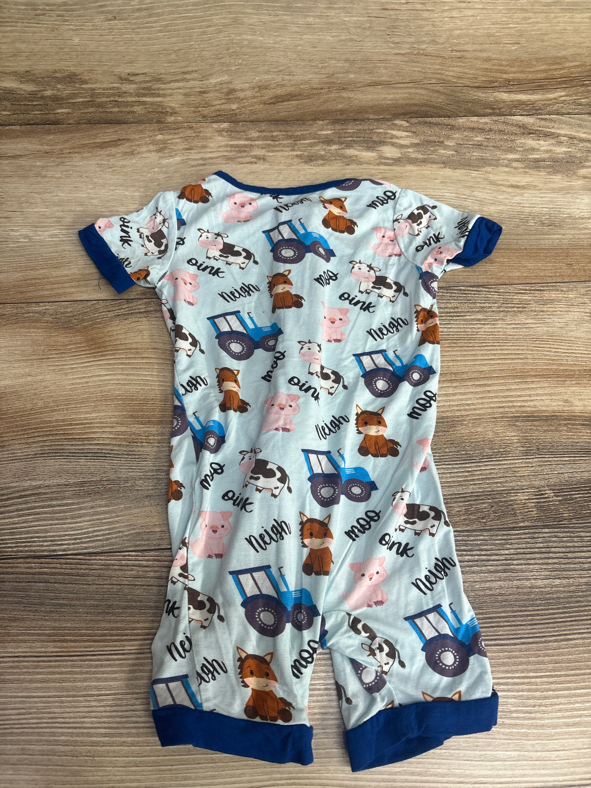 Miozing Farm Print Short Romper Blue sz 6-12m