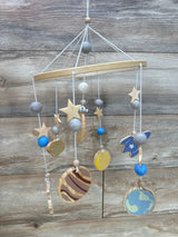 Wooden Musical Crib Mobile Astronaut And Planets