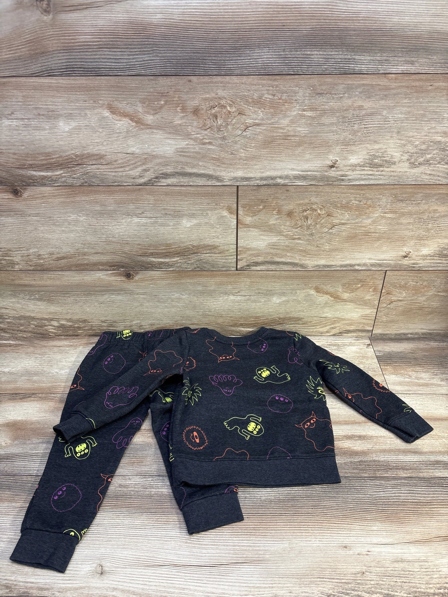 Cat & Jack 2pc Monster Sweatshirt & Jogger Set Grey sz 3T