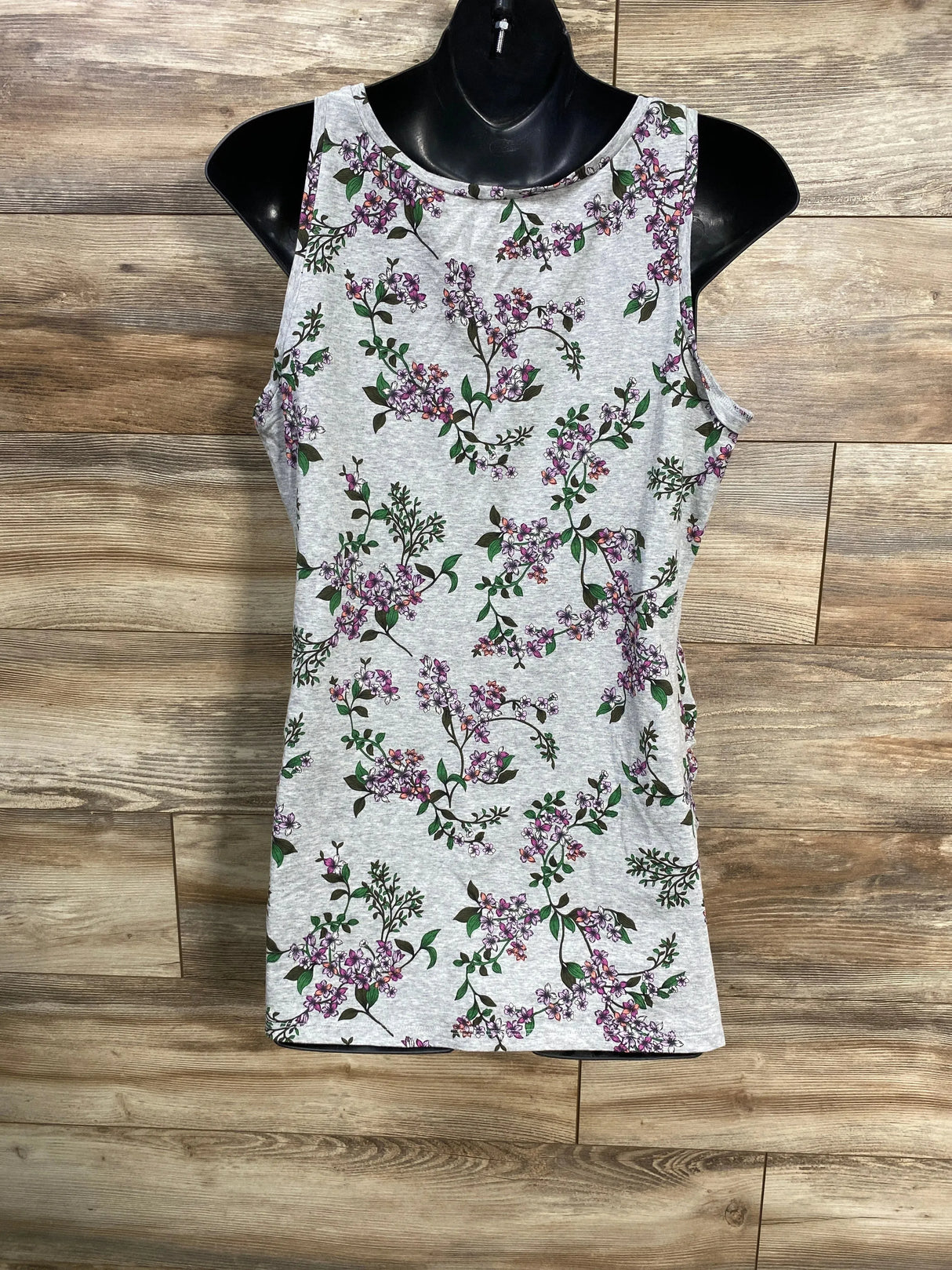 NEW Motherhood Maternity Floral Tank Top Grey sz Large