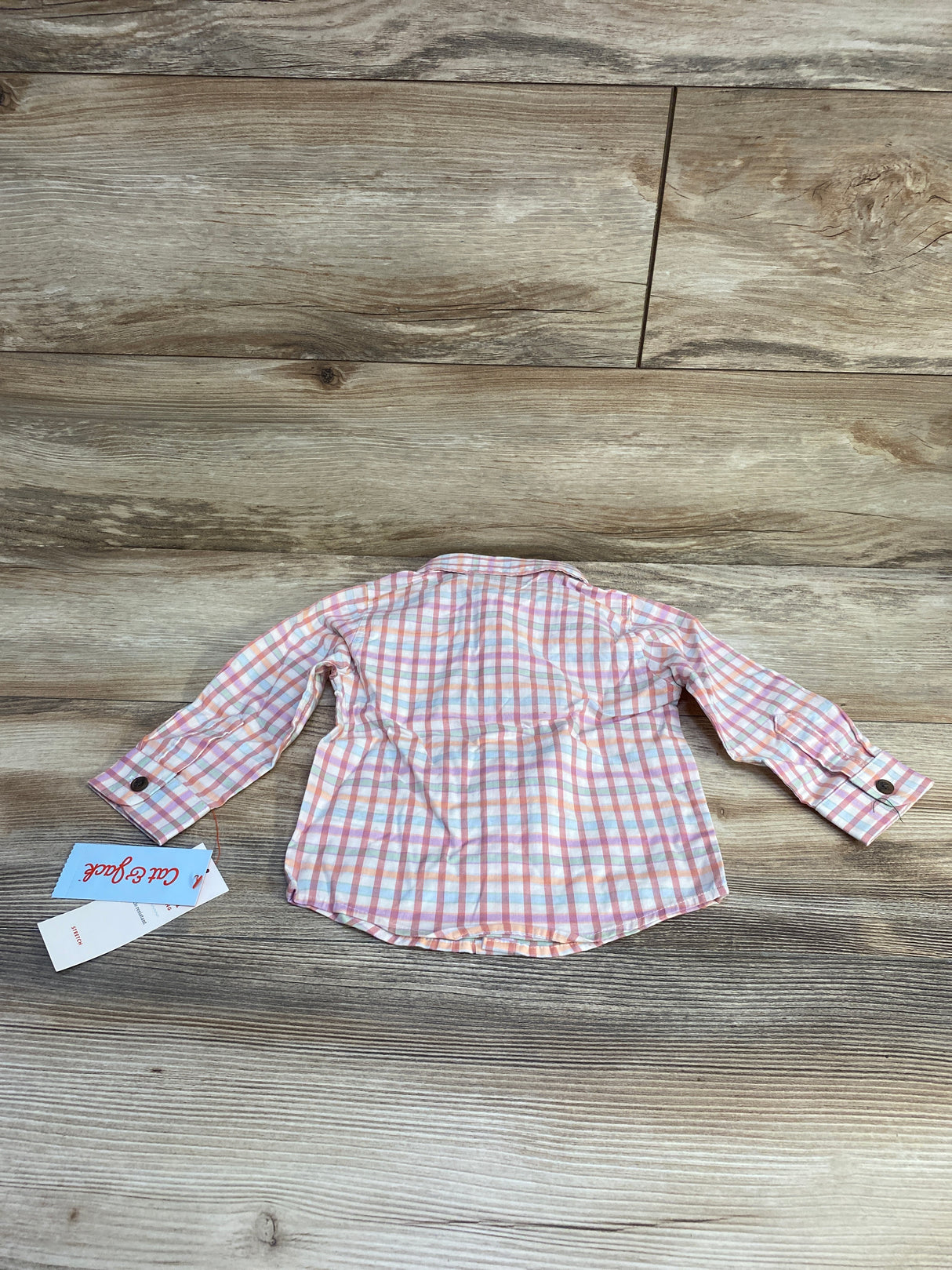 NEW Cat & Jack Plaid Button-Up Shirt Pink sz 12m