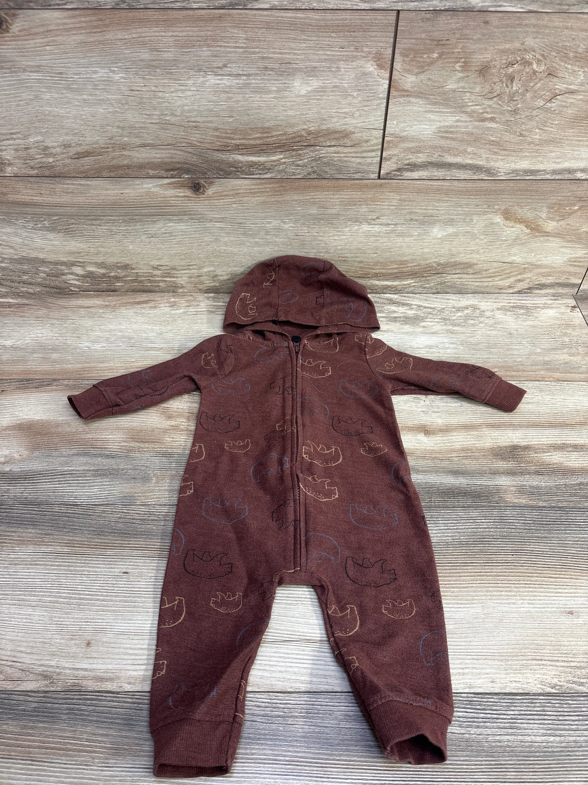Carter's Bear Hooded Coverall Brown sz 6m