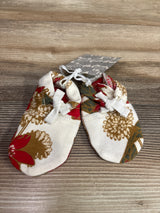 NEW Kate Quinn Red Retro Floral Tie Booties Cream sz 4/5c (12-18m)