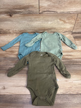 Honest Baby 3pk Long Sleeve Bodysuit Set Blue sz 0-3m