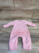 Shein Waffle Knit 'Hello I'm New Here' Convertible Ruffle Coverall Pink sz 0-3m