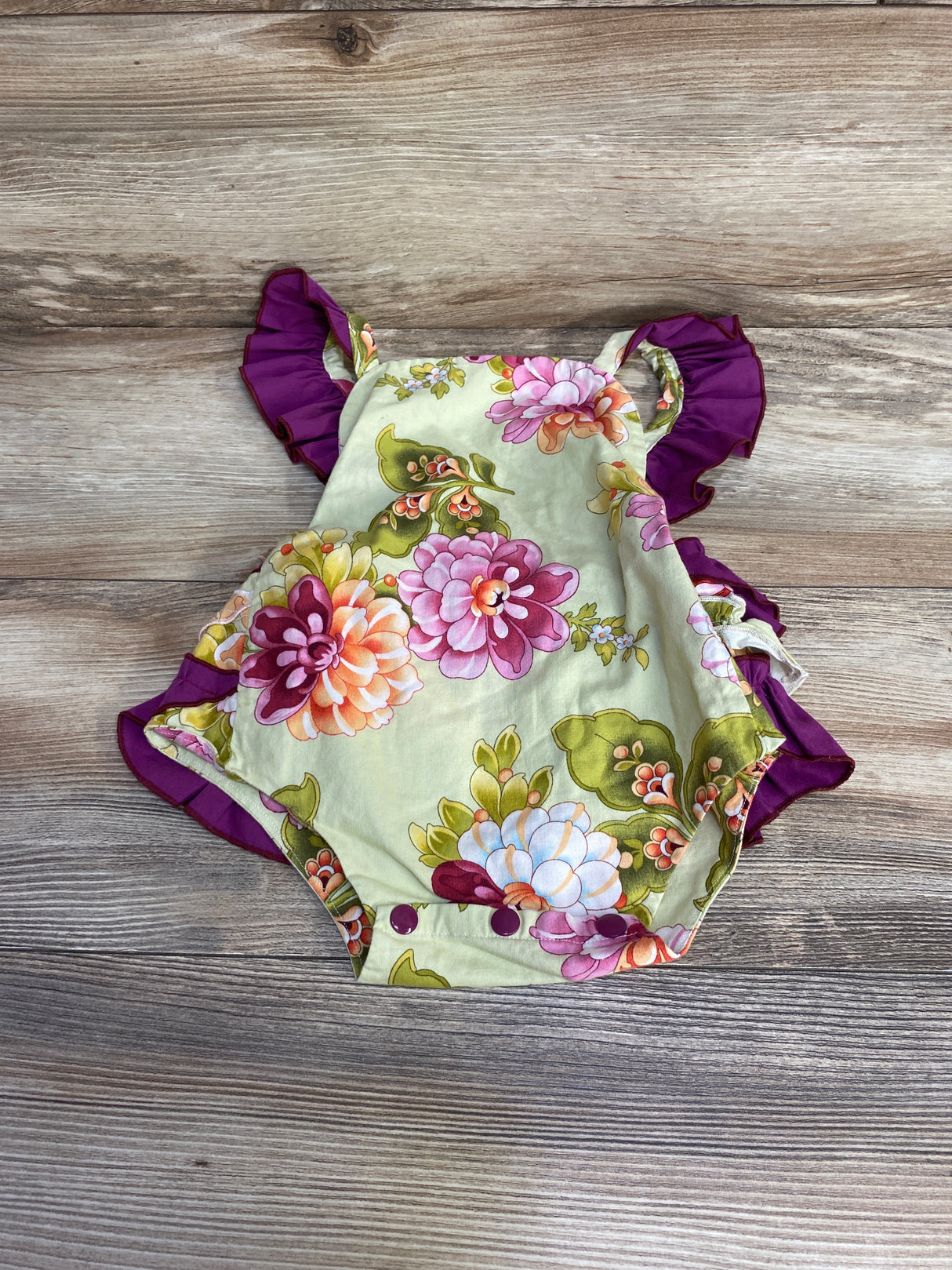 Floral Ruffle Romper Green sz 12m