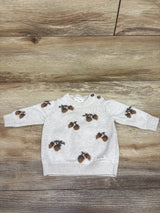 Newbie Acorn Print Knit Sweater Ivory sz 1-2m