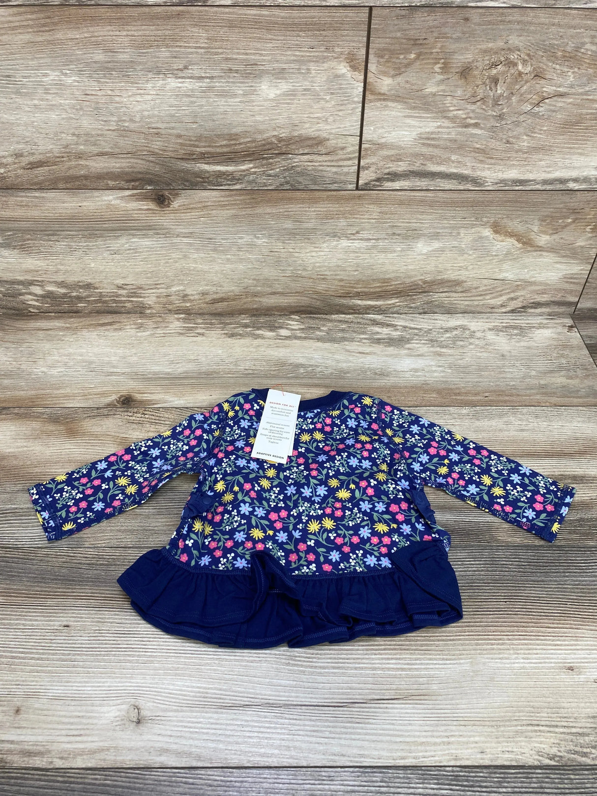 NEW Cat & Jack Floral Peplum Adaptive Design Shirt Navy sz 3-6m