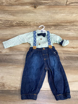 NEW Little Lad 4pc Gingham Suspender Set Green sz 6-9m