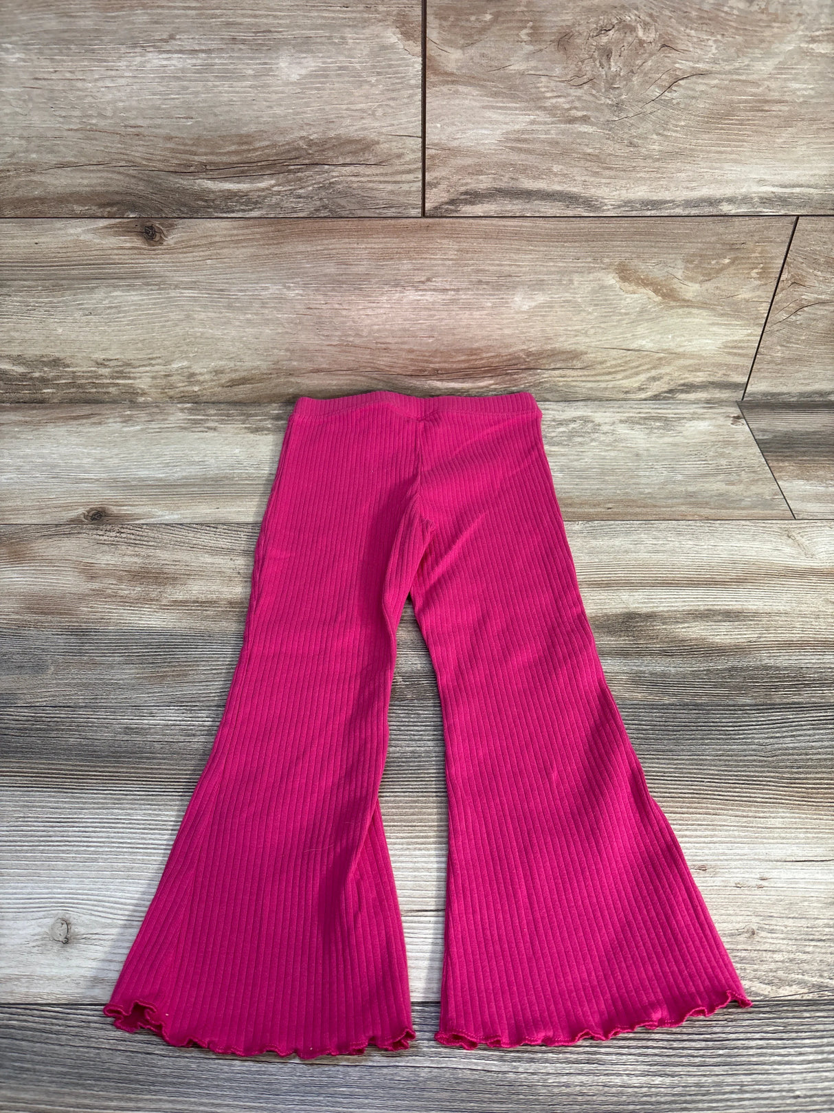 Jumping Beans Ribbed Lettuce Trim Flare Leggings Pink sz 4T
