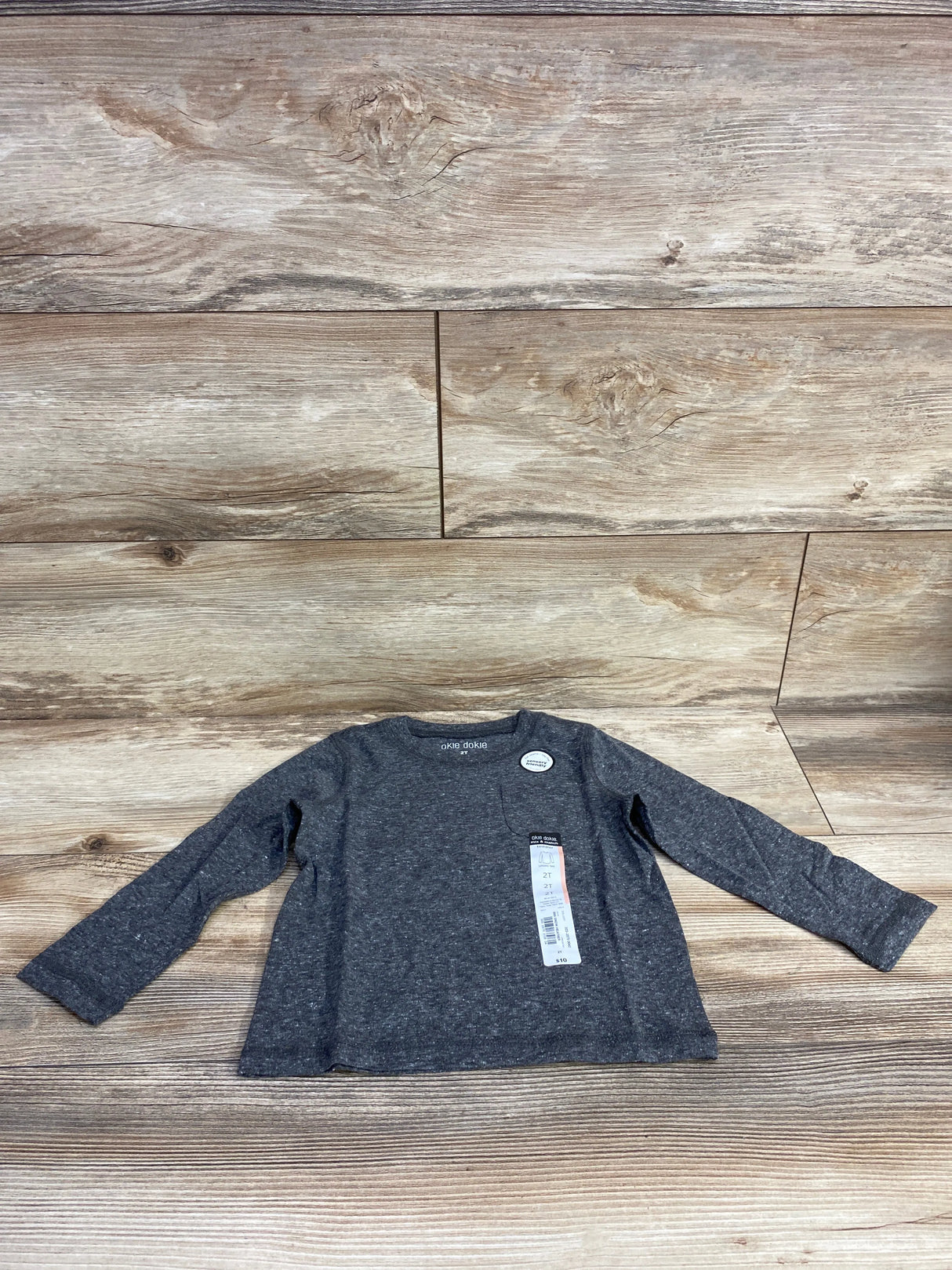 NEW Okie Dokie Long Sleeve Pocket T-Shirt Grey sz 2T