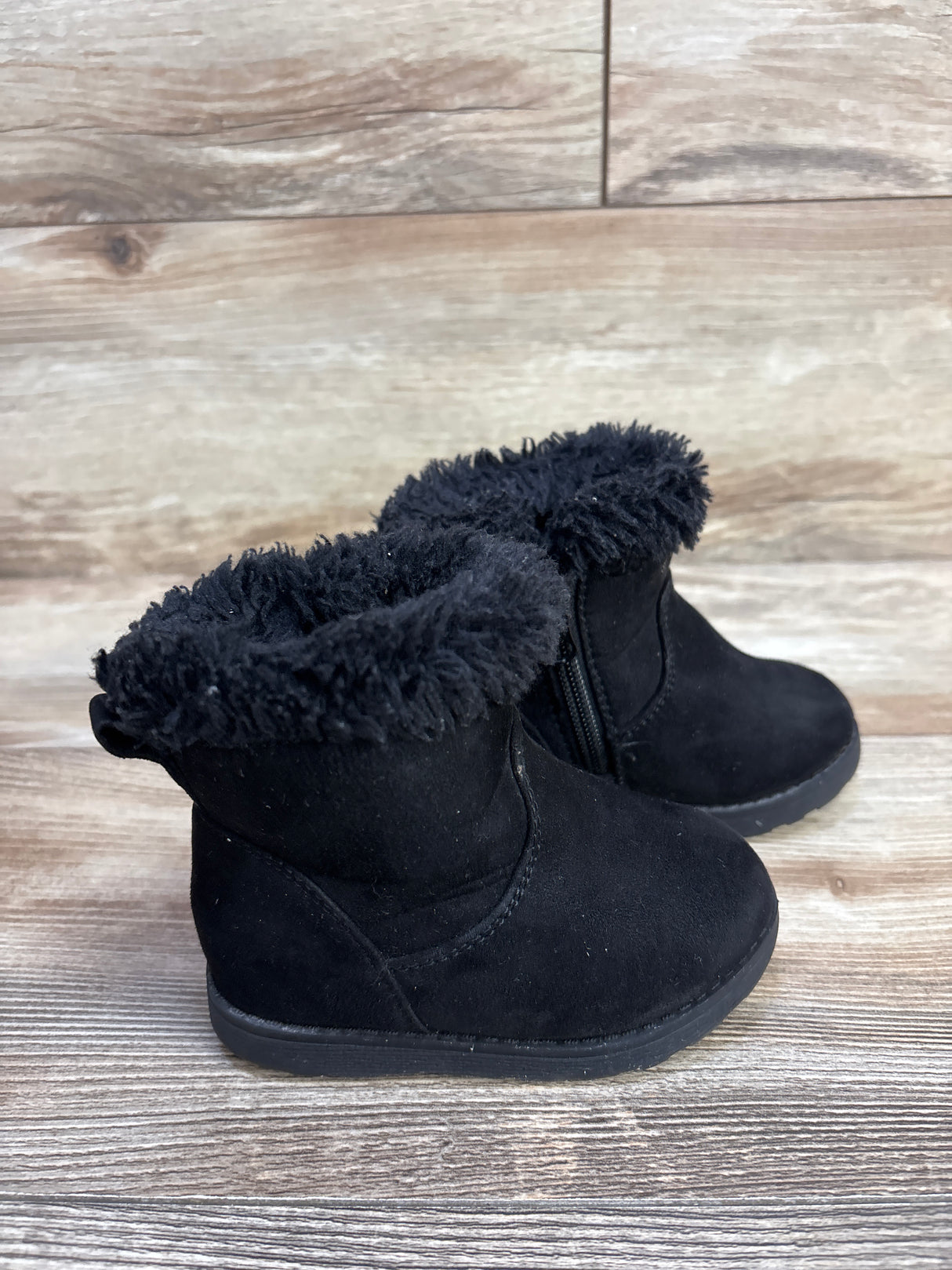 Cat & Jack Faux Fur Lined Ankle Boots Black sz 5c