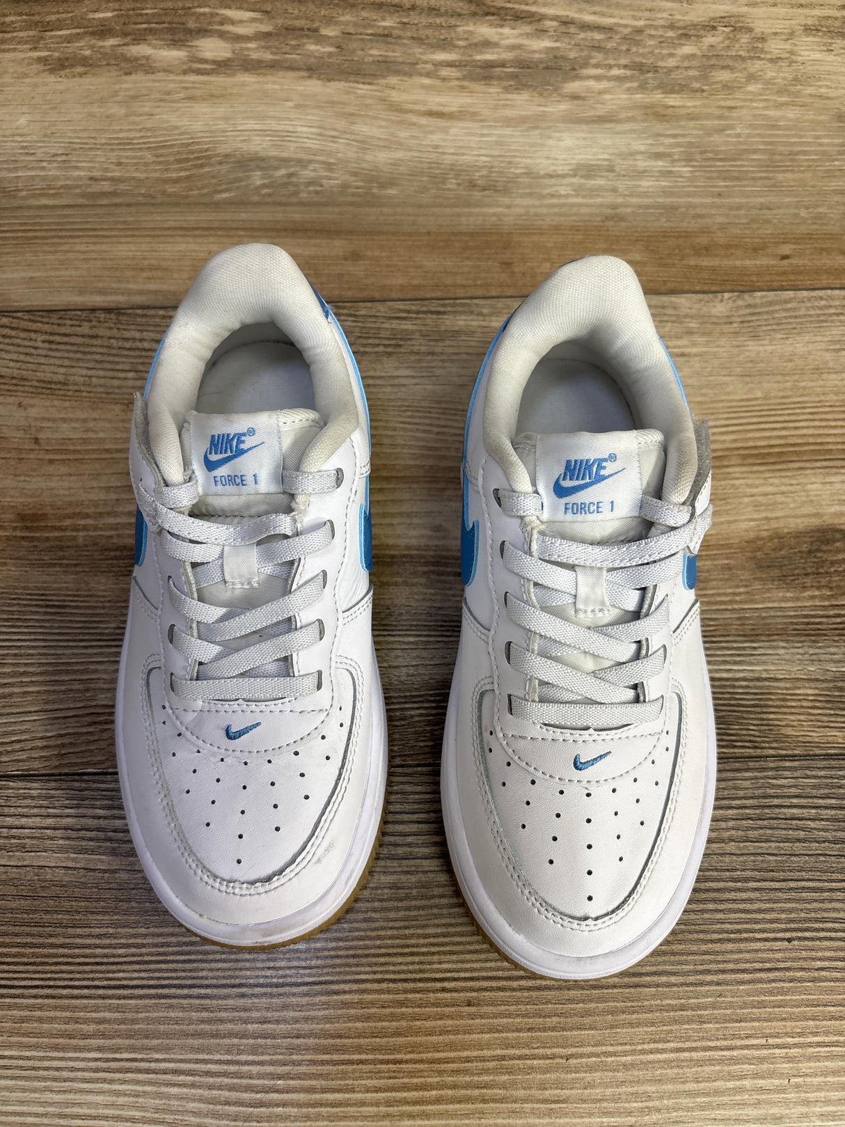 Nike Force 1 Low EasyOn PS 'White Blue Beyond Gum' sz 13c