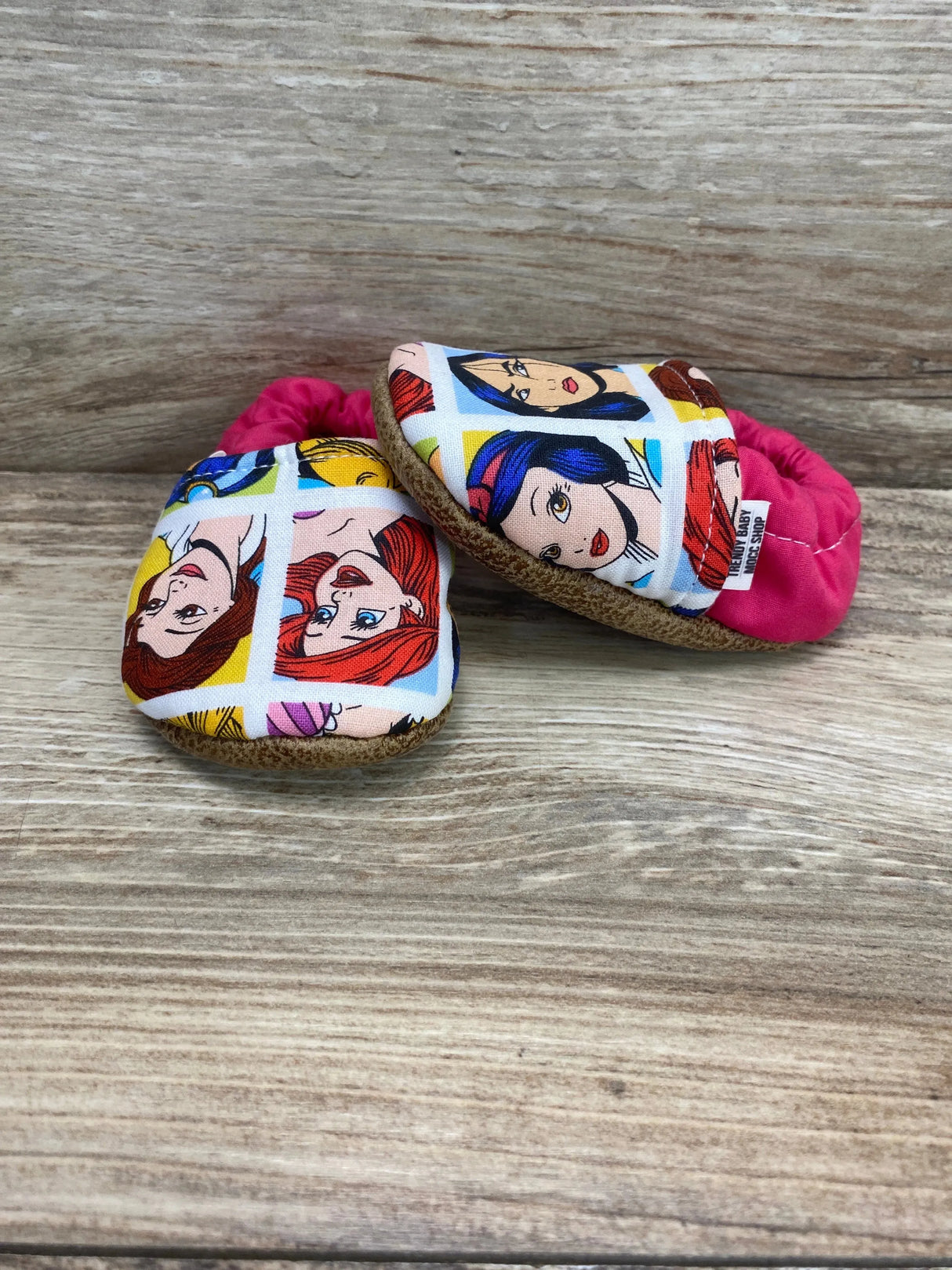 Handmade Baby Soft Sole Moccasins Disney Princess Sz 0-6